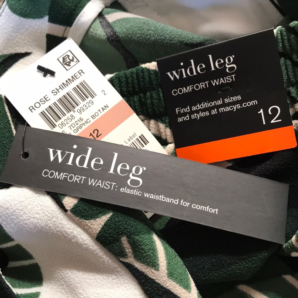 NWT Alfani Wide Leg Botanical Graphic Pants 12 - Picture 6 of 6